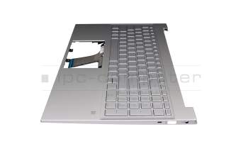 Keyboard incl. topcase DE (german) silver/silver with backlight original suitable for HP Pavilion 15-eg0000