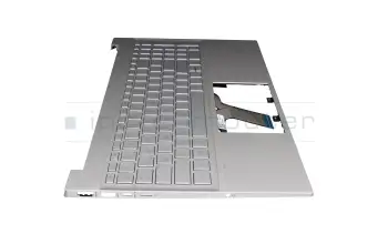 Keyboard incl. topcase DE (german) silver/silver with backlight original suitable for HP Pavilion 15-eg0000