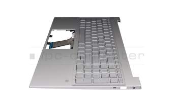 Keyboard incl. topcase DE (german) silver/silver with backlight original suitable for HP Pavilion 15-eg3000