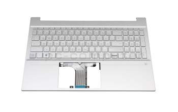 Keyboard incl. topcase DE (german) silver/silver with backlight original suitable for HP Pavilion 15-eh1000