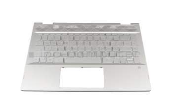 Keyboard incl. topcase DE (german) silver/silver with backlight original suitable for HP Pavilion x360 14-cd0200