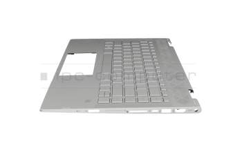 Keyboard incl. topcase DE (german) silver/silver with backlight original suitable for HP Pavilion x360 14-cd0600