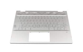 Keyboard incl. topcase DE (german) silver/silver with backlight original suitable for HP Pavilion x360 14-cd1400