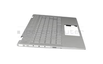 Keyboard incl. topcase DE (german) silver/silver with backlight original suitable for HP Pavilion x360 14-cd1400