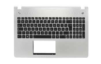 Keyboard incl. topcase FR (french) black/silver with backlight original suitable for Asus N56VM