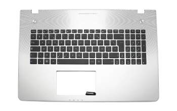 Keyboard incl. topcase FR (french) black/silver with backlight original suitable for Asus N76VM