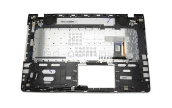 Keyboard incl. topcase FR (french) black/silver with backlight original suitable for Asus N76VM