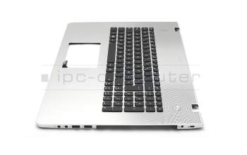 Keyboard incl. topcase FR (french) black/silver with backlight original suitable for Asus N76VM