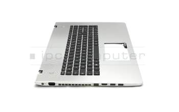 Keyboard incl. topcase FR (french) black/silver with backlight original suitable for Asus N76VM