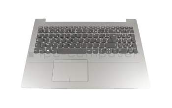 Keyboard incl. topcase FR (french) grey/silver with backlight original suitable for Lenovo IdeaPad 320-15IKB (80XN)