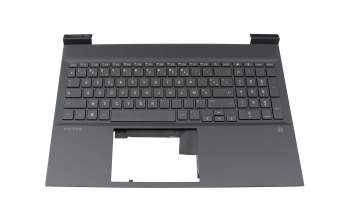 Keyboard incl. topcase FR (french) silver/black with backlight original suitable for HP 14s-fq0000