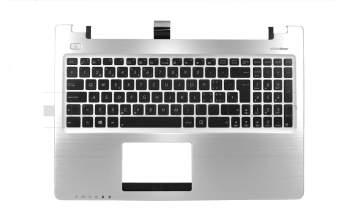 Keyboard incl. topcase SF (swiss-french) black/silver original suitable for Asus K56CM