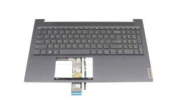 Keyboard incl. topcase US (english) grey/grey with backlight original suitable for Lenovo IdeaPad Slim 7-15IMH05 (82AE)