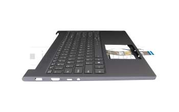 Keyboard incl. topcase US (english) grey/grey with backlight original suitable for Lenovo Yoga Slim 7-15IMH05 (82AB)