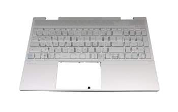 L97271-041 original HP keyboard incl. topcase DE (german) silver/silver with backlight (DSC)
