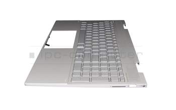 L97271-041 original HP keyboard incl. topcase DE (german) silver/silver with backlight (DSC)