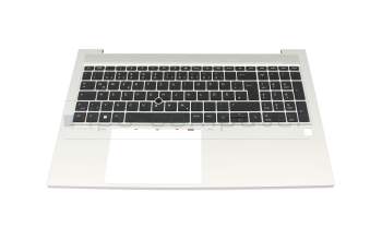 M35816-041 original HP keyboard incl. topcase DE (german) black/silver with backlight and mouse-stick