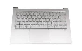 NBX0001Q110 0A original Lenovo keyboard incl. topcase DE (german) silver/silver with backlight