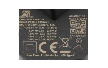 PD065E-D1C0AVE original Medion USB-C AC-adapter 65.0 Watt EU wallplug