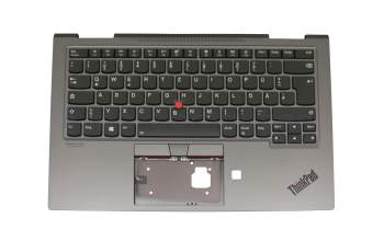 PK131AF2B11 original Lenovo keyboard incl. topcase DE (german) black/grey with backlight and mouse-stick