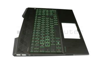 PK1328B2B10 original Compal keyboard incl. topcase DE (german) black/green/black with backlight