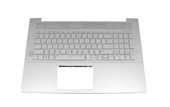 PK132UR1A11 original HP keyboard incl. topcase DE (german) silver/silver with backlight