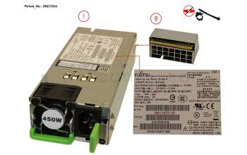 Server power supply 450 Watt original for Fujitsu Primergy RX100 S7
