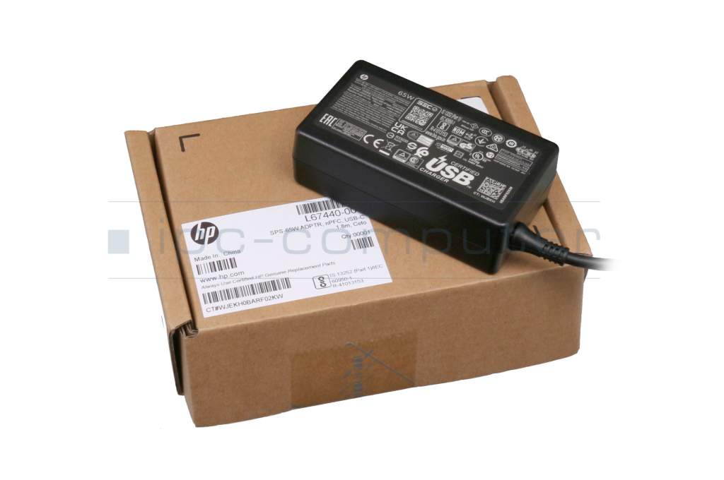 USB-C AC-adapter 65 Watt normal original for HP Spectre x2 12-c000