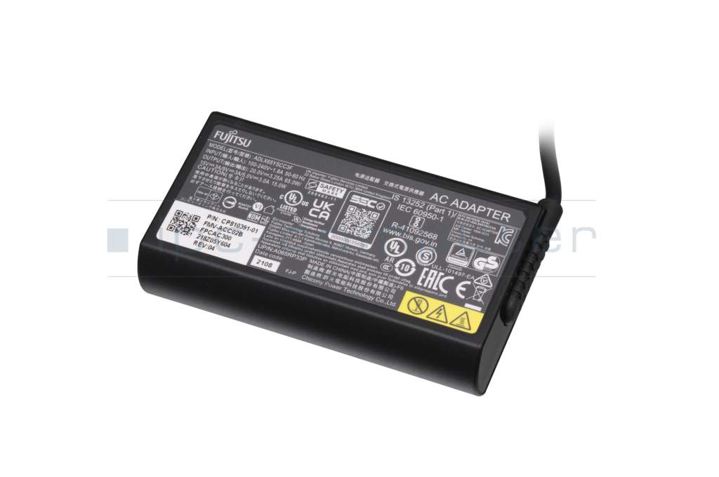 USB-C AC-adapter 65 Watt rounded original for Fujitsu LifeBook