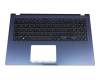 0KNB0-5109GE00 original Asus keyboard incl. topcase DE (german) black/blue with backlight