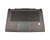 Keyboard incl. topcase DE (german) black/grey with backlight original suitable for Lenovo Yoga 710-15IKB (80V50009US)