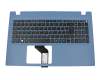 Keyboard incl. topcase DE (german) black/blue original suitable for Acer Aspire E5-522