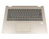 Keyboard incl. topcase DE (german) grey/gold with backlight original suitable for Lenovo Yoga 520-14IKB (81C8007TGE)