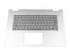 Keyboard incl. topcase DE (german) grey/silver with backlight original suitable for Lenovo Yoga 730-15IKB (81CU)