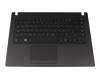 Keyboard incl. topcase DE (german) black/black with backlight original suitable for Acer TravelMate P2 (P2410-M-70Q9)