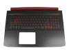 Keyboard incl. topcase DE (german) black/black with backlight (GTX 1660Ti/RTX 2060) original suitable for Acer Nitro 5 (AN517-51)