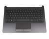 Keyboard incl. topcase DE (german) black/black original suitable for HP 14-cf0000