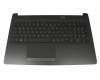 Keyboard incl. topcase DE (german) black/black (brushed metal look) original suitable for HP 15-db1000ng (8FB87EA)