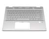 Keyboard incl. topcase DE (german) silver/silver with backlight original suitable for HP Pavilion x360 14-dh0300