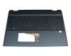 Keyboard incl. topcase DE (german) black/blue with backlight original suitable for HP Spectre x360 15-df0000