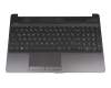 Keyboard incl. topcase DE (german) black/black original suitable for HP 15-dw0000