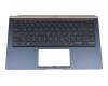 Keyboard incl. topcase DE (german) black/blue with backlight original suitable for Asus ZenBook 14 UX433FA