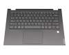 Keyboard incl. topcase US (english) grey/grey with backlight US International original suitable for Lenovo Flex-14API (81SS)