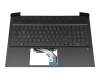 Keyboard incl. topcase DE (german) black/green/black with backlight original suitable for HP Pavilion Gaming 16-a0000
