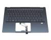 Keyboard incl. topcase DE (german) blue/blue with backlight original suitable for Acer Swift 5 (SF514-54GT)