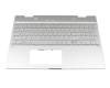 490.0EH07.CP0G original Wistron keyboard incl. topcase DE (german) silver/silver with backlight