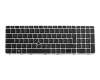 Keyboard DE (german) black/silver matt with backlight and mouse-stick original suitable for HP EliteBook 850 G3