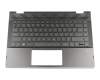 Keyboard incl. topcase DE (german) black/black with backlight original suitable for HP Pavilion x360 14-cd0500