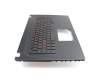 Keyboard incl. topcase DE (german) black/black with backlight red original suitable for Asus TUF FX753VE