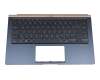 Keyboard incl. topcase DE (german) black/blue with backlight original suitable for Asus UX433FA